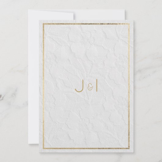 Luxe witgouden Franse bloemenkant Save the Date Kaart (Achterkant)