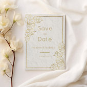 Luxe witgouden Franse bloemenkant Save the Date Kaart