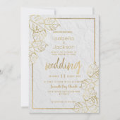 Luxe witgouden Franse bloemenkant Trouwen Kaart (Voorkant)