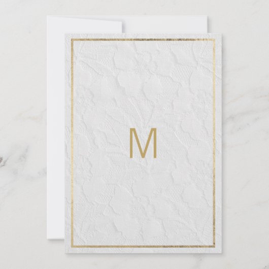 Luxe witgouden Franse bloemenkant Trouwen Kaart (Achterkant)