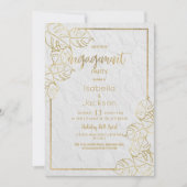 Luxe witgouden Franse bloemenkant Verloving Kaart (Voorkant)