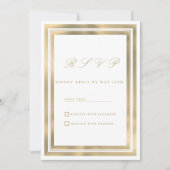 Luxe witgouden geometrische kader RSVP Kaart (Voorkant)