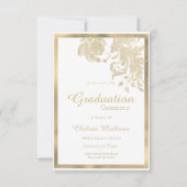 Luxe witgouden glitter bloemen glam Afstuderen Kaart (Voorkant)