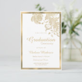 Luxe witgouden glitter bloemen glam Afstuderen Kaart (Staand voorkant)