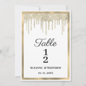 Luxe witgouden glitter druppelt Tafelnummers (Voorkant)
