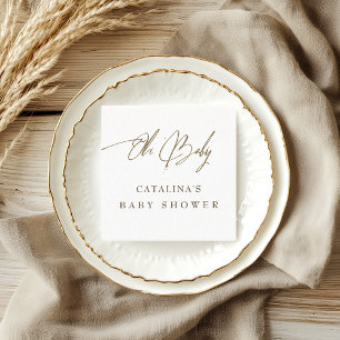 Luxe witgouden kalligrafie Baby shower servetten
