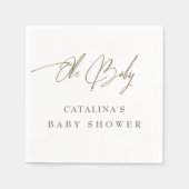 Luxe witgouden kalligrafie Baby shower servetten (Voorkant)