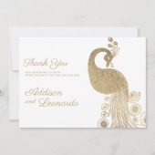 Luxe witgouden koninklijke pauw elegant Bedankt Kaart (Voorkant)