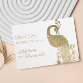 Luxe witgouden koninklijke pauw elegant Bedankt Kaart