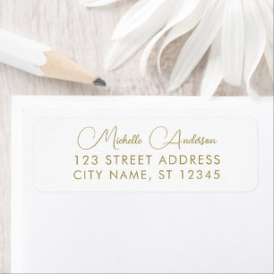 luxe witgouden minimale script retouradres etiket