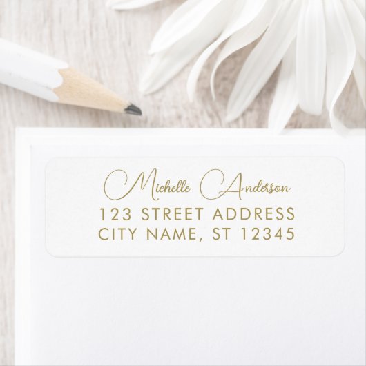 luxe witgouden minimale script retouradres  etiket (Insitu)