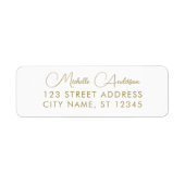 luxe witgouden minimale script retouradres  etiket (Voorkant)