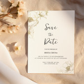 Luxe witgouden pioenroos bloemen Save the Date Kaart