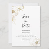 Luxe witgouden pioenroos bloemen Save the Date Kaart (Voorkant)