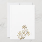 Luxe witgouden typografie bloemenbruiloft kaart (Achterkant)