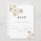 Luxe witgouden typografie bloemenbruiloft RSVP Kaart (Voorkant)