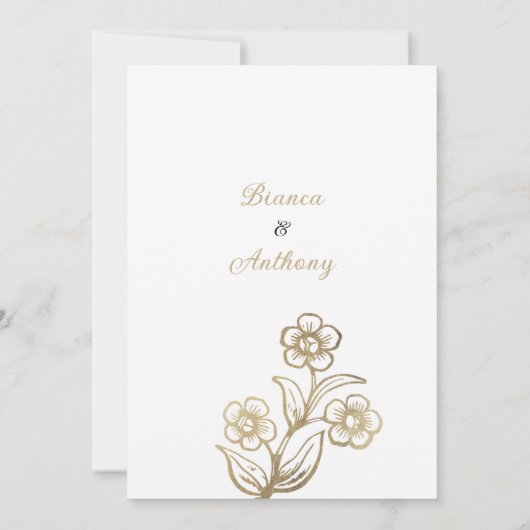 Luxe witgouden typografie floraal Save the Date Kaart (Achterkant)