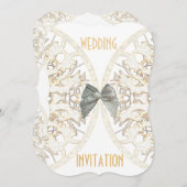 Luxe witlace-papiersnijdenis bruiloft kaart (Voorkant / Achterkant)