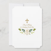 Luxe Witte Bloemen Goud Eerste Heilige Communie Kaart (Achterkant)