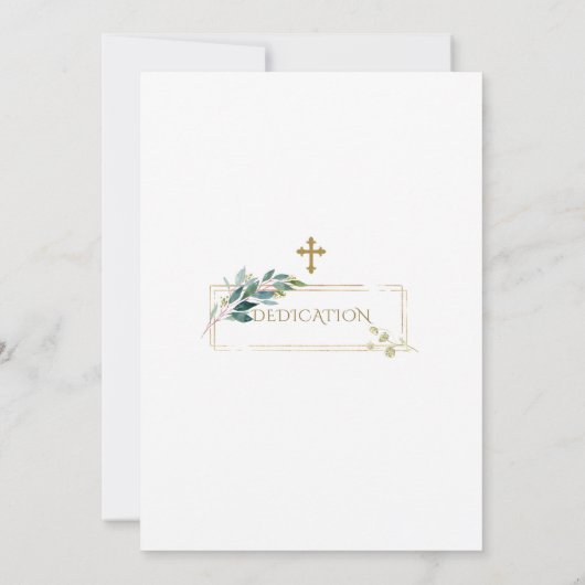 Luxe Witte Bloemen Gouden Glitter Kader Dedicatie Kaart (Achterkant)