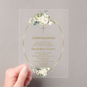 Luxe Witte Bloemen Gouden Jongen Bevestiging Acryl Uitnodigingen (Insitu (Draagbaar))