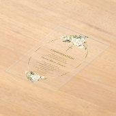 Luxe Witte Bloemen Gouden Jongen Bevestiging Acryl Uitnodigingen (Laagn)