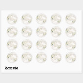 Luxe Witte Bloemen Gouden Marmer Doop Ronde Sticker (Vel)