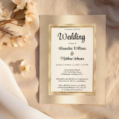 Luxe witte champagne gouden glamour bruiloft kaart