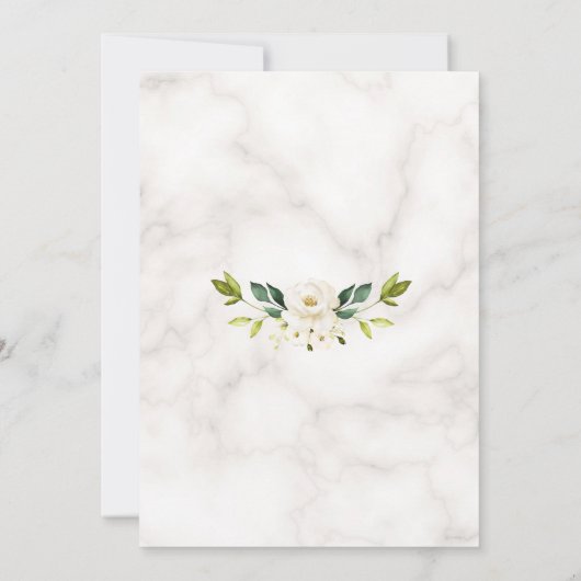 Luxe witte crème bloemen gouden marmeren babyshowe kaart (Achterkant)