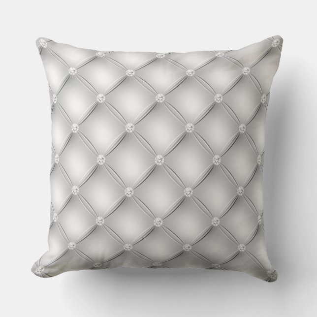 Luxe Witte Diamant Geplooid Patroon Kussen (Voorkant)