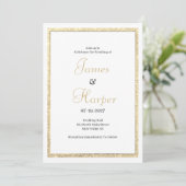 Luxe witte elegante gouden glitter bruiloft kaart (Staand voorkant)