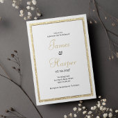 Luxe witte elegante gouden glitter bruiloft kaart