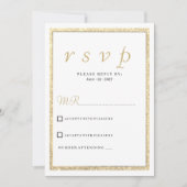 Luxe witte elegante gouden glitter RSVP Kaart (Voorkant)