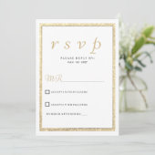 Luxe witte elegante gouden glitter RSVP Kaart (Staand voorkant)