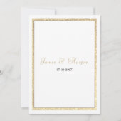 Luxe witte elegante gouden glitter RSVP Kaart (Achterkant)