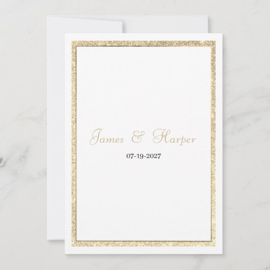 Luxe witte elegante gouden glitter RSVP Kaart (Achterkant)