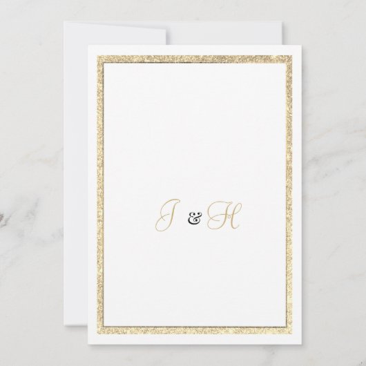Luxe witte elegante gouden glitter Save the Date Kaart (Achterkant)