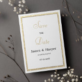 Luxe witte elegante gouden glitter Save the Date Kaart