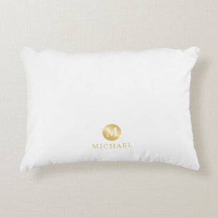 Luxe witte en gouden gepersonaliseerde monogram accent kussen