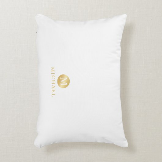 Luxe witte en gouden gepersonaliseerde monogram accent kussen (Voorkant(Verticaal))