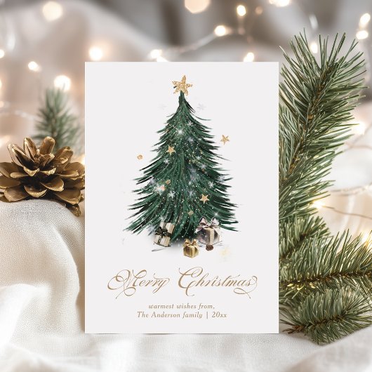 Luxe Witte en Gouden Kerst Feestdagenkaart