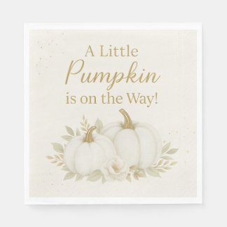 Luxe witte en gouden pompoen babyshower servet
