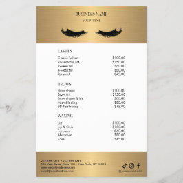 Luxe witte en gouden salonprijzenlijst flyer