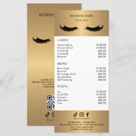 Luxe witte en gouden salonprijzenlijst menu