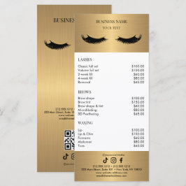 Luxe witte en gouden salonprijzenlijst menu