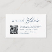 Luxe witte en stoffig blauwe trouwwebsite QR-code Informatiekaartje (Voorkant)