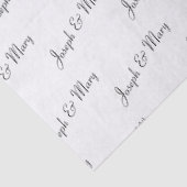 Luxe witte en zwarte verfijnde naam bruiloft tissuepapier (Detail)