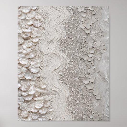 Luxe witte gestructureerde abstracte poster (Voorkant)