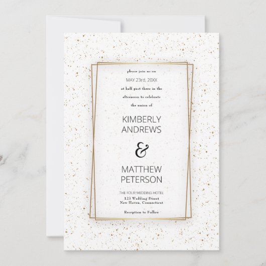 Luxe witte glazen goudglitter confetti Weddenschap Kaart (Voorkant)