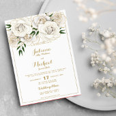 Luxe witte glitter rozen floral Weddenschap Kaart